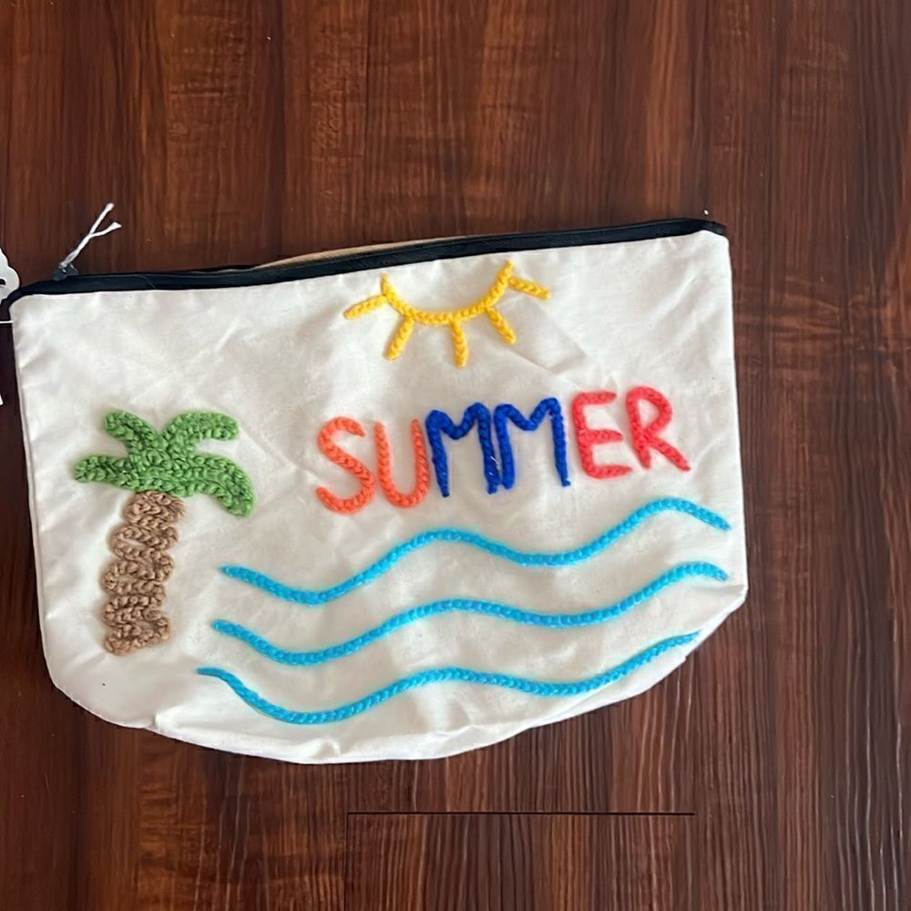 7” x 12” Large Travel Pouch - Hand Embroidered - Brand New NWT - Zipper Pouch